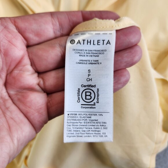 Athleta Top Womens SP Yellow Urbanite II Tank Silky Sleek Work Travel Commute - Picture 9 of 13